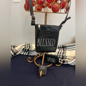 Rae Dunn BLESSED 3 piece Crossbody set w/card wallet and earbuds case. 🖤🤍🖤
